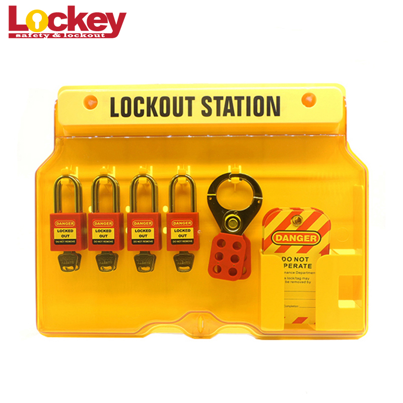Safety Plastic PC 4-Lock Loto Padlocks Combination Lockout Tagout Station LS01